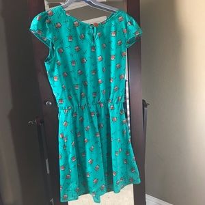 Cute green dress with owl print sz M